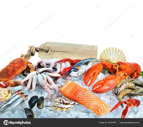 Fresh Seafood On Crushed Ice Stock Photo By Alexraths