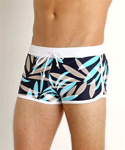 Lasc American Square Cut Swim Trunks Tan Tropical Nl29p Free Shipping