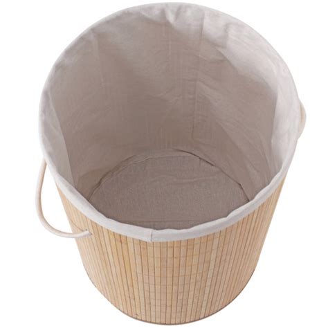 Sherwood Housewares Round Helix Folding Bamboo Laundry Hamper Temple