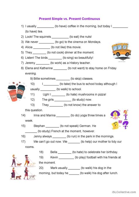 Present Simple And Present Continuou English Esl Worksheets Pdf Doc