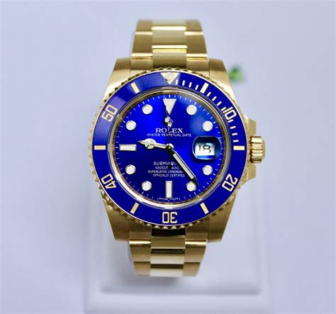 rolex submariner ct solid gold blue dial lb