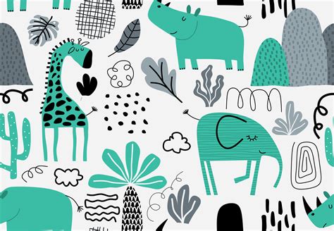 Cartoon Cute Animals Seamless Pattern 7423874 Vector Art At Vecteezy