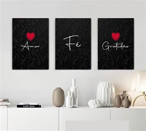 Kit Trio 3 Placas Decorativas Fé Amor Gratidão 42x60 A2 Elo7