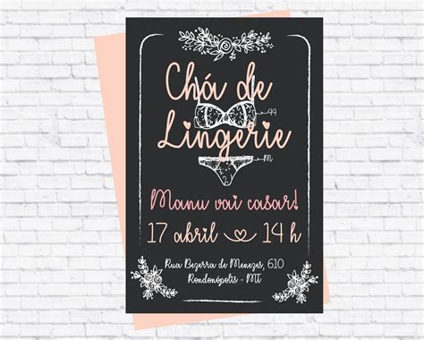 Convite Chá de Lingerie Chalkboard Elo Produtos Especiais