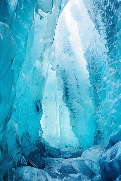 Premium AI Image | A blue ice cave with a blue ice cave.