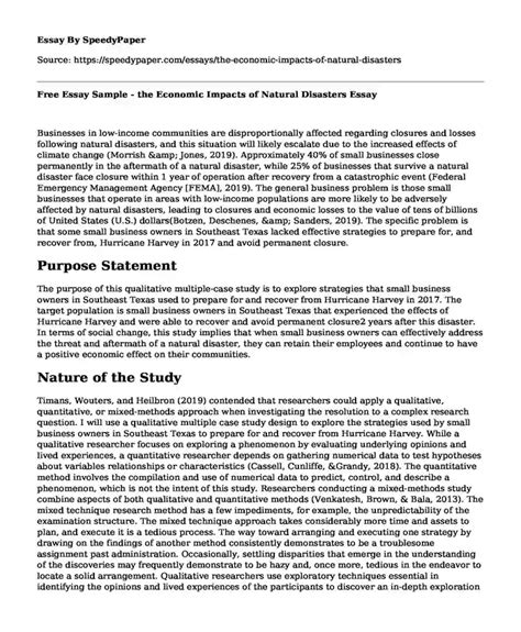 📗 Free Essay Sample The Economic Impacts Of Natural Disasters