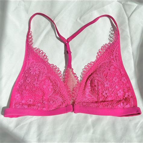 Hot Pink Victorias Secret Lace Triangle Depop