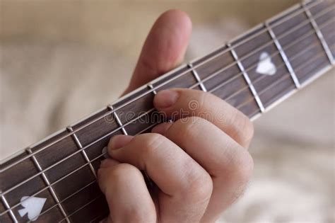 Man Playing Guitar Chord Unrecognizable Person Rehearsing Strumming