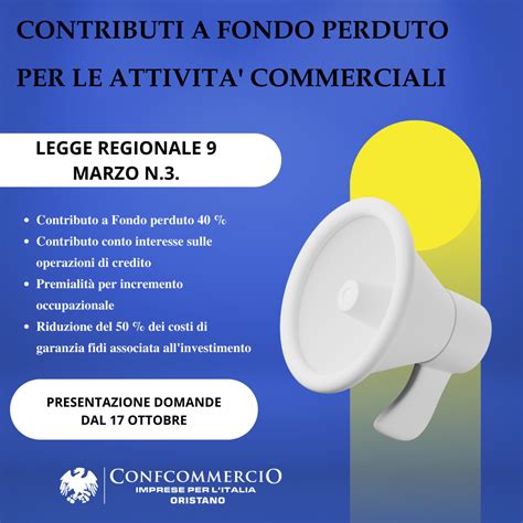 PRESENTAZIONE DOMANDE CONTRIBUTO A FONDO PERDUTO Confcommercio