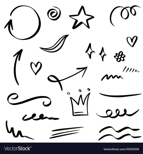 Hand Drawn Set Doodle Elements For Concept Design Vector Image