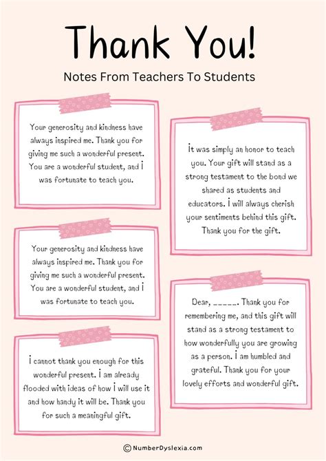 30 Thank You Notes From Teachers To Students For Gifts [PDF Included ...