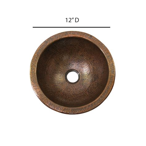 Barclay Copper Undermount Round Modern Hammered Antique Copper Bathroom Sink 15 In X 15 In In