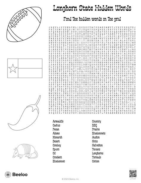 Texas-themed Word Searches • Beeloo Printables