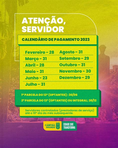 Prefeitura de Campina Grande divulga calendário anual de pagamento dos