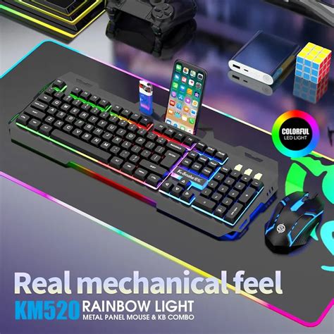 Teclado Mec Nico Para Gamer Combo De Teclado Y Rat N Led RGB Para Pc