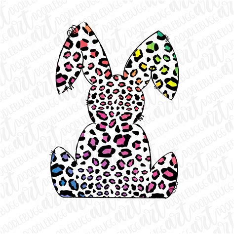 Rainbow Leopard Easter Bunny Transparent PNG File For Etsy