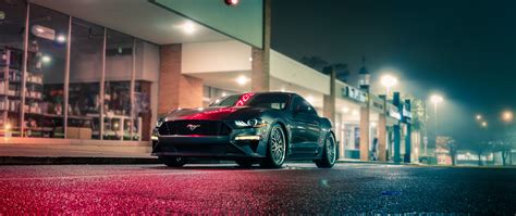 Ford Mustang Wallpaper 4k Night City Lights Neon