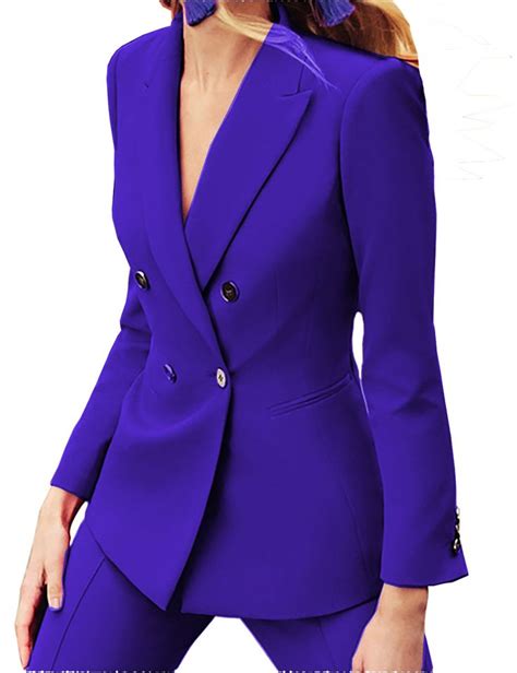 2 Pieces Double Breasted Peak Lapel Slim Fit Women Suit Blazerpants