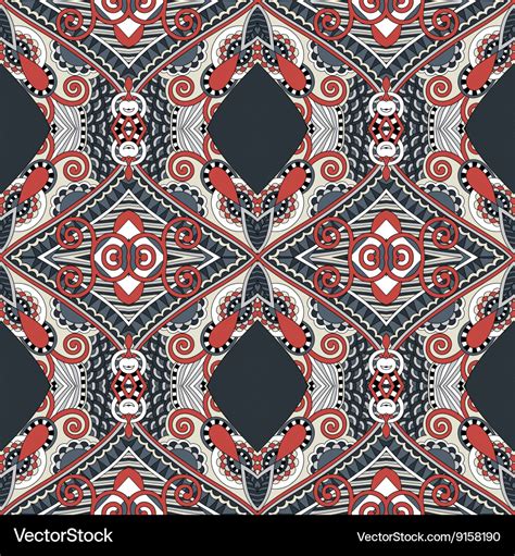 Authentic Seamless Floral Geometric Pattern Vector Image