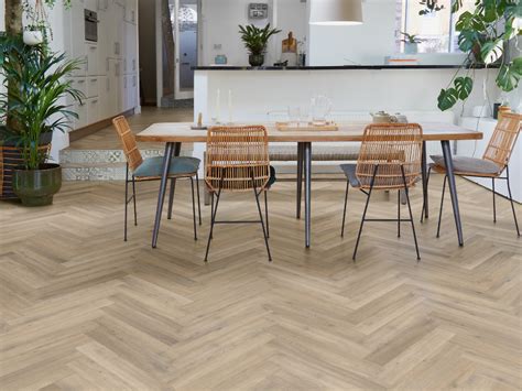 Naked Blond Oak Herringbone Vinyl Flooring Camaro Rigid Core Pur