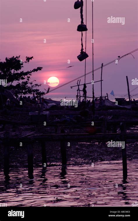 Chinese Fishing Nets At Sunset Kochi Kerala India Stock Photo - Alamy