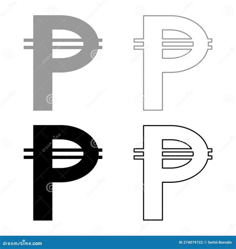 Sign Of Philippine Peso Currency Money Symbol Pesos Set Icon White