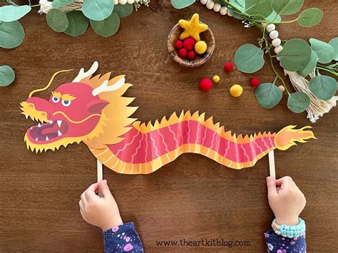 Chinese New Year Dragon Paper Craft Free Printable The Art Kit