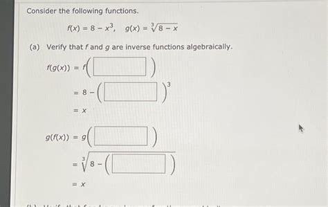 Solved Consider The Following Functions F X 8−x3 G X 38−x