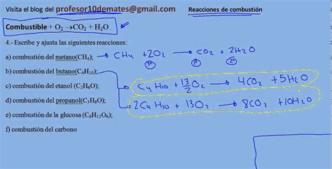 Reacciones De Combustión 01 Ejemplos Youtube