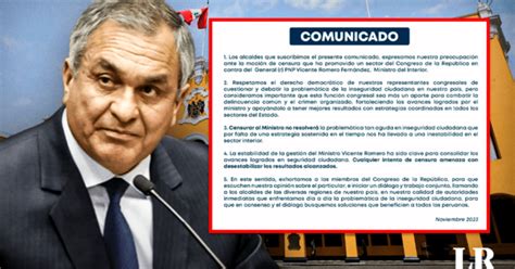 Ministro Del Interior Vicente Romero Es Respaldado Por 35 Alcaldes