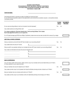 Fillable Online 18 Accounting Questionnaire Templates In PDFMicrosoft