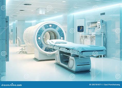 Modern MRI Magnetic Resonance Imaging Scanner Machine In Hospital