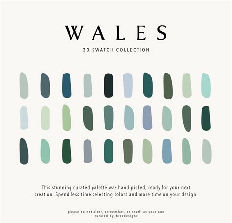 Wales 30 Swatch Digital Color Palette Etsy