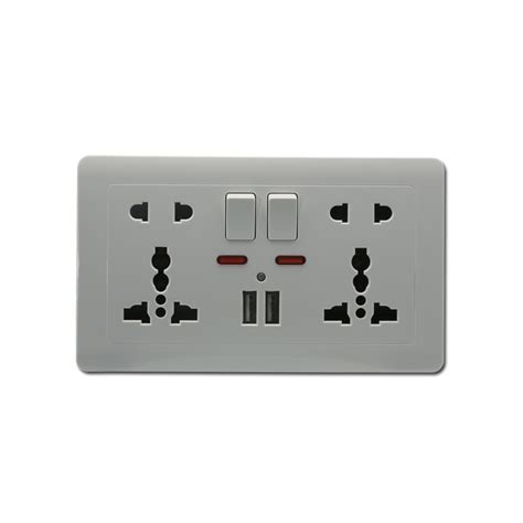 2x5 Pin Mf Switched Socket With Neon With 2usb Port Wall Usb Socket China Switch Socket And Uk