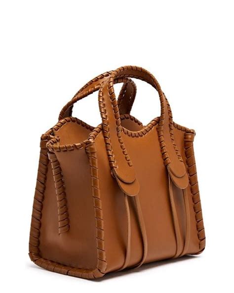 Chlo Mony Small Leather Tote Leather Bag In Brown Lyst Uk