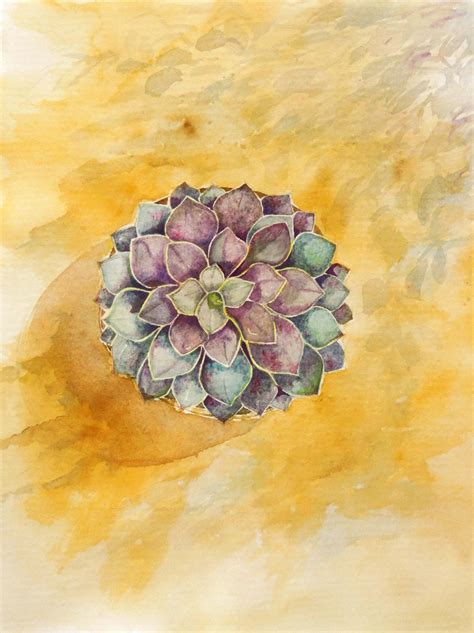 Succulent Watercolor Painting Instant Print Wall Art Downloadable