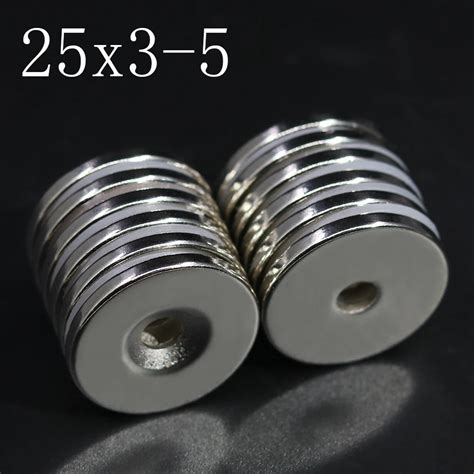 2 5 10 20Pcs 25x3 5 Neodym Magnet 25mm X 3mm Loch 5mm NdFeB N35 Runde