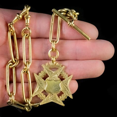 Antiques Atlas Edwardian Albert Chain Maltese Cross Medallion