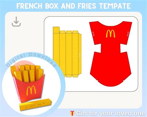 French Fry Box Template French Fries Template Gift Box Template