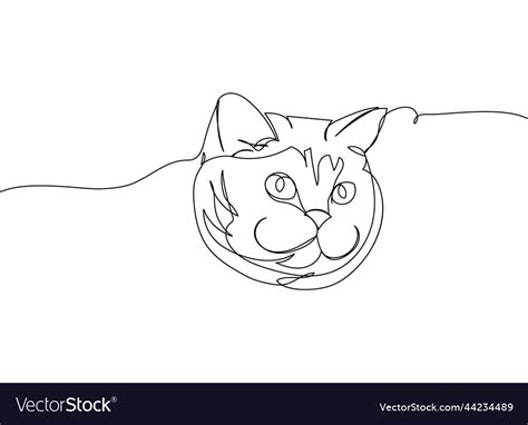 Cat Head One Line Art Continuous Line Drawing Vector Image