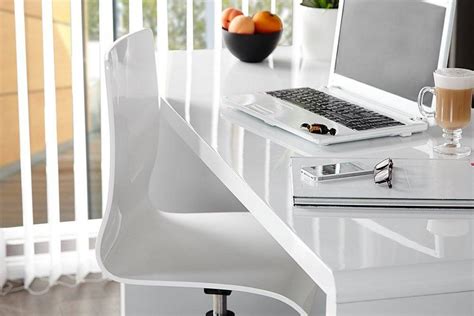 Enzo White High Gloss Office Desk Office Furniuture