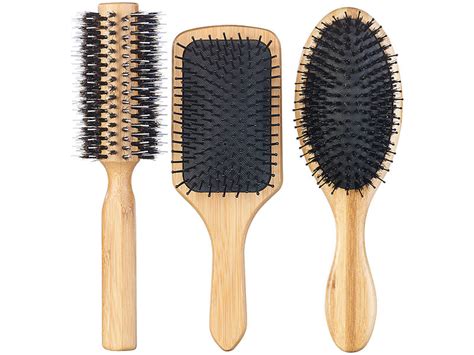 Pack de 3 Brosses à Cheveux en bois de Bambou écologique Coiffure