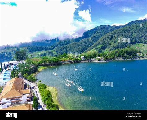 Aerial View Of Telaga Sarangan Or Lake Sarangan Magetan East Java