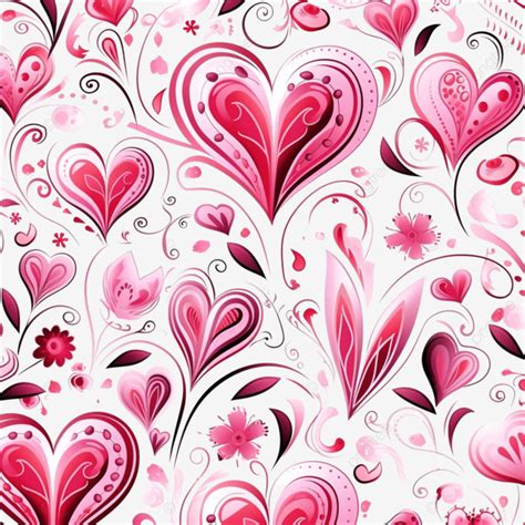 Valentines Day Symmetry Seamless Pattern Doodles Valentines Day