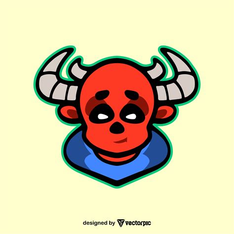 little red devil head logo design free vector | VECTORPIC