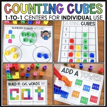 Counting Cubes No Prep Centers First Grade Math Worksheets TPT