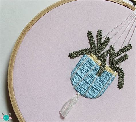 Hanging Plants Embroidery Pattern Planter Embroidery Tropical