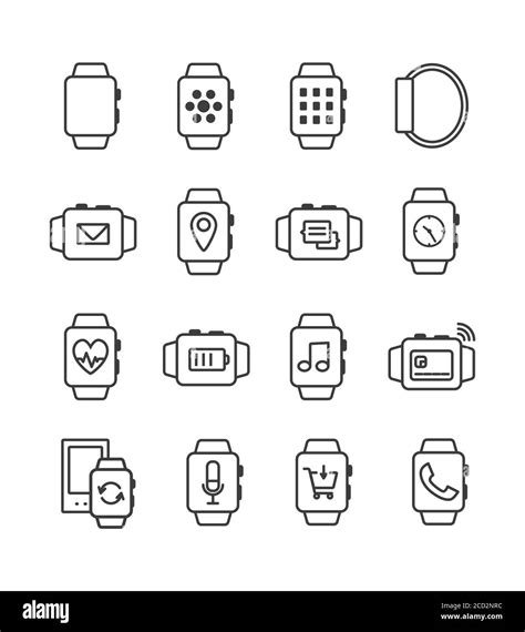 Satz Von Symbolen F R Vektorgrafiken Der Smartwatch Smartwatch Symbole