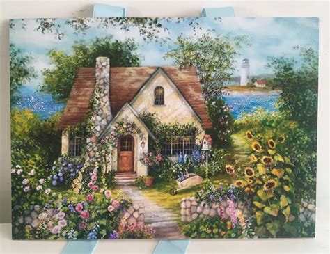 Cottage Seaside Garden Print Cottage Print Country Cottage | Etsy