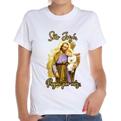 Camiseta Baby Look São José Rogai Por Nós Religiosa Elo7